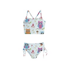 Forest Seamless Pattern With Cute Owls Girls  Tankini Swimsuit by Apen