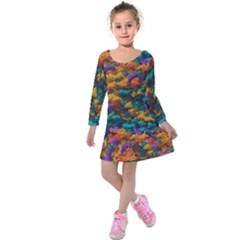 Color-for-a-line Kids  Long Sleeve Velvet Dress by aline