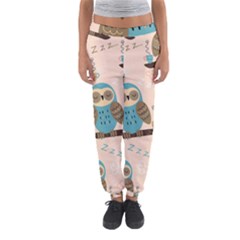 Seamless Pattern Owls Dream Cute Style Pajama Fabric Women s Jogger Sweatpants by Apen