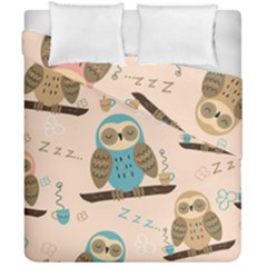 Seamless Pattern Owls Dream Cute Style Pajama Fabric Duvet Cover Double Side (california King Size)