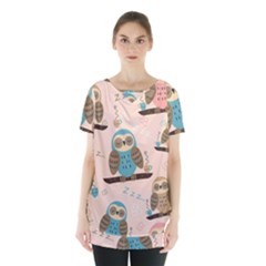 Seamless Pattern Owls Dream Cute Style Pajama Fabric Skirt Hem Sports Top