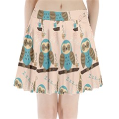 Seamless Pattern Owls Dream Cute Style Pajama Fabric Pleated Mini Skirt