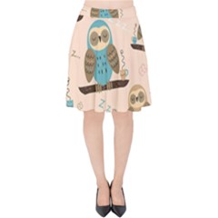 Seamless Pattern Owls Dream Cute Style Pajama Fabric Velvet High Waist Skirt