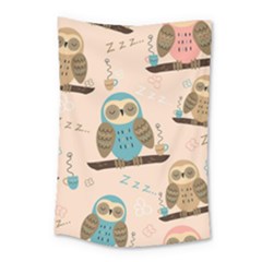 Seamless Pattern Owls Dream Cute Style Pajama Fabric Small Tapestry by Apen