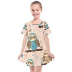 Seamless Pattern Owls Dream Cute Style Pajama Fabric Kids  Smock Dress