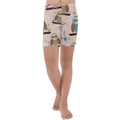 Seamless Pattern Owls Dream Cute Style Pajama Fabric Kids  Lightweight Velour Capri Yoga Leggings