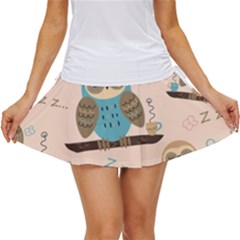 Seamless Pattern Owls Dream Cute Style Pajama Fabric Women s Skort