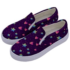 Colorful Stars Hearts Seamless Vector Pattern Kids  Canvas Slip Ons