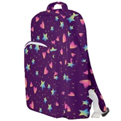 Colorful Stars Hearts Seamless Vector Pattern Double Compartment Backpack