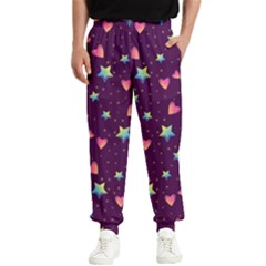 Colorful Stars Hearts Seamless Vector Pattern Men s Elastic Waist Pants