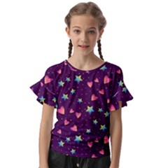 Colorful Stars Hearts Seamless Vector Pattern Kids  Cut Out Flutter Sleeves