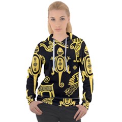 Mexican Culture Golden Tribal Icons Women s Overhead Hoodie