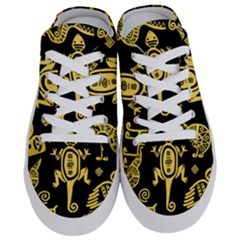 Mexican Culture Golden Tribal Icons Half Slippers