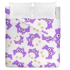 Purple Owl Pattern Background Duvet Cover Double Side (queen Size) by Apen