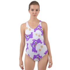 Purple Owl Pattern Background Cut-out Back One Piece Swimsuit by Apen