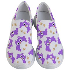 Purple Owl Pattern Background Women s Lightweight Slip Ons