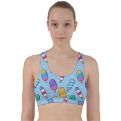 Cute Kawaii Ice Cream Seamless Pattern Back Weave Sports Bra