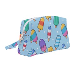 Cute Kawaii Ice Cream Seamless Pattern Wristlet Pouch Bag (medium) by Apen