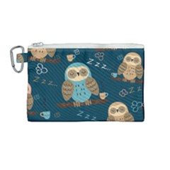 Seamless Pattern Owls Dreaming Canvas Cosmetic Bag (medium) by Apen