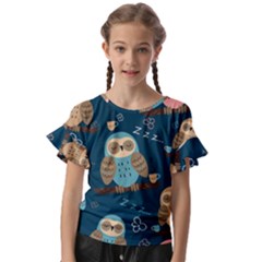 Seamless Pattern Owls Dreaming Kids  Cut Out Flutter Sleeves