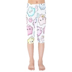 Cute Doodle Cartoon Seamless Pattern Kids  Capri Leggings 