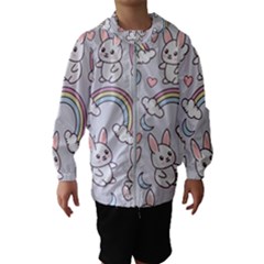 Seamless Pattern With Cute Rabbit Character Kids  Hooded Windbreaker by Apen