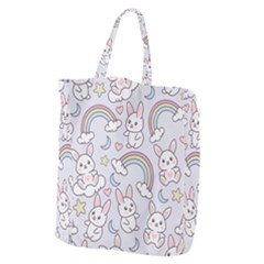 Seamless Pattern With Cute Rabbit Character Giant Grocery Tote