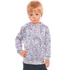 Seamless Pattern With Cute Rabbit Character Kids  Hooded Pullover by Apen