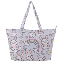 Seamless Pattern With Cute Rabbit Character Full Print Shoulder Bag by Apen