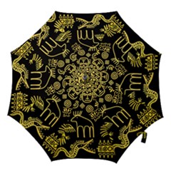 Golden Indian Traditional Signs Symbols Hook Handle Umbrellas (medium) by Apen