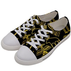 Golden Indian Traditional Signs Symbols Men s Low Top Canvas Sneakers