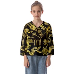 Golden Indian Traditional Signs Symbols Kids  Sailor Shirt