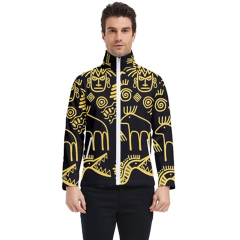 Golden Indian Traditional Signs Symbols Men s Bomber Jacket by Apen