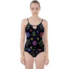 Embroidery Seamless Pattern With Flowers Cut Out Top Tankini Set