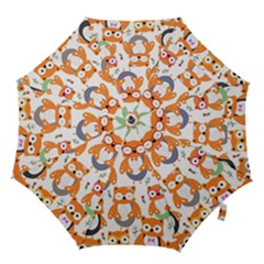Cute Colorful Owl Cartoon Seamless Pattern Hook Handle Umbrellas (large) by Apen