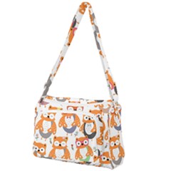 Cute Colorful Owl Cartoon Seamless Pattern Front Pocket Crossbody Bag