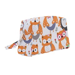 Cute Colorful Owl Cartoon Seamless Pattern Wristlet Pouch Bag (medium) by Apen