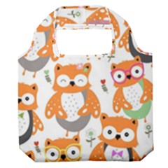 Cute Colorful Owl Cartoon Seamless Pattern Premium Foldable Grocery Recycle Bag by Apen