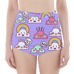 Cloud Seamless Pattern High-waisted Bikini Bottoms