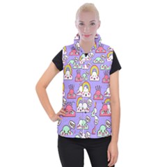 Cloud Seamless Pattern Women s Button Up Vest