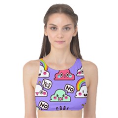 Cloud Seamless Pattern Tank Bikini Top