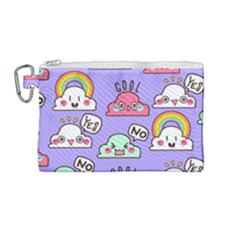 Cloud Seamless Pattern Canvas Cosmetic Bag (medium)