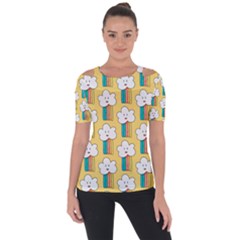 American Golden Ancient Totems Shoulder Cut Out Short Sleeve Top by Apen