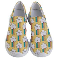 Smile Cloud Rainbow Pattern Yellow Women s Lightweight Slip Ons