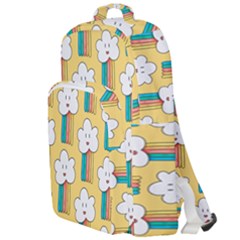 Smile Cloud Rainbow Pattern Yellow Double Compartment Backpack