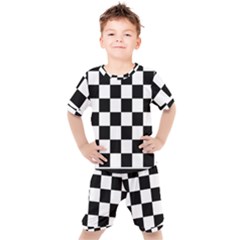 Chess Board Background Design Kids  T-shirt And Shorts Set