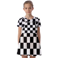 Chess Board Background Design Kids  Short Sleeve Pinafore Style Dress