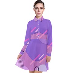 Hand Drawn Abstract Organic Shapes Background Long Sleeve Chiffon Shirt Dress by Apen