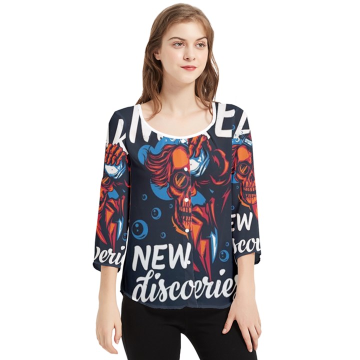 Make devil discovery  Chiffon Quarter Sleeve Blouse