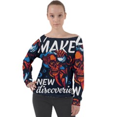 Make Devil Discovery  Off Shoulder Long Sleeve Velour Top by Saikumar